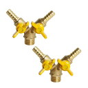 Aopin3ウェイボールバルブ真鍮G 1/2" おねじ x 11mm / 9/20" ホースバーブ x 11mm / 9/20" ホースバーブバルブ水、油、ガスの液体を遮断、ビニールハンドル付き、に適しPEX、銅、HDPE2 個