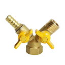 Aopin3ウェイボールバルブ真鍮G 1/2" めねじ x G 1/2" おねじ x 11mm / 9/20 ホースバーブバルブ水、油、ガスの液体を遮断、ビニールハンドル付き、に適しPEX、銅、HDPE1 個