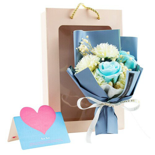 千選千品 ソープフラワー 花束 母の日 ギフト 人気 フラワーブーケ 枯れない花 石鹸花 花ギフト メッセージカード付 クリアボックス 手提げ袋 誕生日プレゼント 女性 敬老の日 送別会