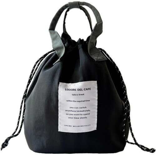 ノア ランチバッグ 保冷 保温 バッグ 軽量 巾着 (ブラック)