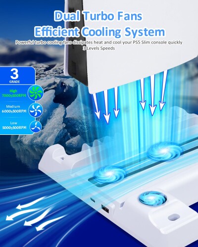 2024新型 PS5 Slim/PS5用 スタンド 縦置き PS5 Slim/PS5用 冷却ファン付き 3段風速調整可 コントローラー充電スタンド 2台同時充電 RGBライト USBポート TYPE-C充電ポート 多機能 PS5 Silm/PS5用アクセサ