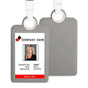 Vertical ID Card Badge Holder Business Work Bus Card Case Cover Strap (Gray)