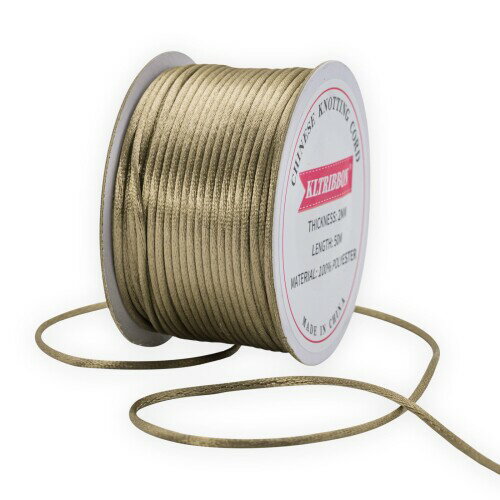 KLTRIBBON 2mm ライトコーヒー サテンラットテールコード 中国結び紐 - ブレスレット ネックレス ジュ..