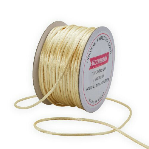KLTRIBBON シャンパン色 2mm 組み紐 サテンコード - 中国結び マクラメ ブレスレット製作 ビーズアクセ..