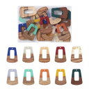 Beadthoven 20個/箱 10色 台形 レジン&ウッドペンダント 梯形 木製 樹脂 チャーム アクセサリーパーツ ネックレス イヤリング DIY ハンド...