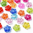 約100個 透明な花ビーズ アクリルビーズ 混合色 フラワー ビーズ スペーサー アクセサリーパーツ ジュエリー用 DIY ハンドメイド 手芸材料 手作り素材 クラフト用品 13x13x4mm