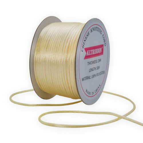 KLTRIBBON 2mm アイボリー サテンラットテールコード 中国結び紐 - ブレスレット ネックレス ジュエリー製作 マクラメ 組紐 手芸用 50m