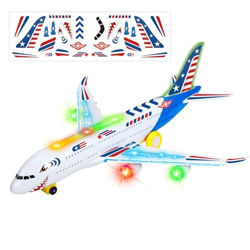 Hymaz 子供おもちゃ 飛行機 エアプレーングッズ プレーン模型 おもちゃ ledライト サウンド クリスマス プレゼント （ブルー）