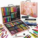 150PC Art Set, KINSPORY Coloring Art Kit, Wooden Drawing Art Supplies Case, Markers Crayon Colour Pencils for Budding Artists