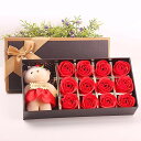 Menshow(メンズショウ) 母の日 花 熊のぬいぐるみ 石鹸の花 枯れない花 クマ付き 綺麗な花束 造花 ソープフラワー ローズフラワー 贈り物 誕生日 バ...