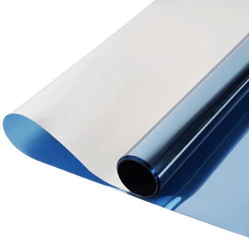 窓用フィルム 窓断熱シート 窓遮熱シート 目隠しシート 飛散防止 UVカット 遮熱遮光 断熱効果 暑さ対策 建築建物ガラスフィルム ブルーシルバー (60cmx200cm)