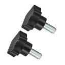 CoCud スタークランプノブ M12 x 30mm オネジ 48mm ヘッド プラスチック製つまみネジグリップ ハンドノブ ネジ付きボルト ブラック 旋盤機械用 2個