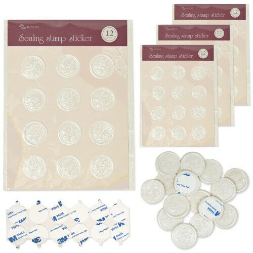 シーリングワックス シール スタンプ セット 手紙 封筒 招待状 封蝋 蝋燭 手作り (パールホワイト, 48個)