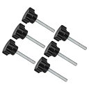 CoCud スタークランプノブ M6 x 35mm オネジ 24mm ヘッド プラスチック製つまみネジグリップ ハンドノブ ネジ付きボルト ブラック 旋盤機械用 6 個