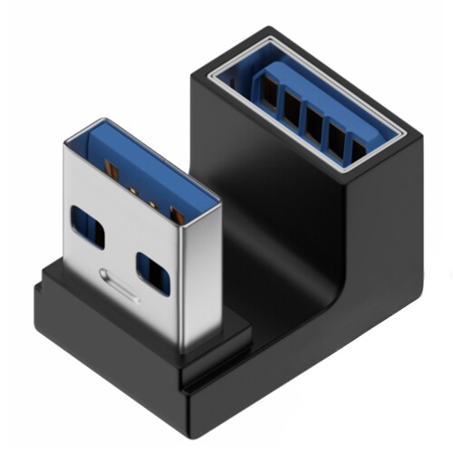 全8種 fine-R USB3.0 USB A メス USB-A オス 変換アダプタ 方向変換 U字 U型 180° AtoA 高速転送10Gbps 急速充電 電流3A 4スタイル2方向 スリムデザイン (PL保険加入品) (AAU型 ブルー)