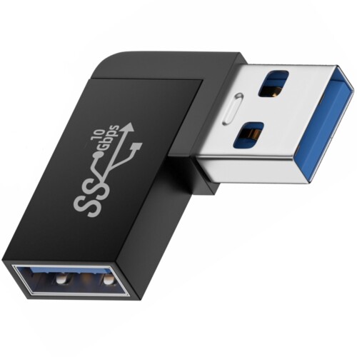 全8種 fine-R USB3.0 USB A メス USB-A オス 変換アダプタ 方向変換 L字 L型 90° AtoA 高速転送10Gbps 急速充電 電流3A 4スタイル2方向 スリムデザイン (PL保険加入品) (AAサイドベント ブルー)