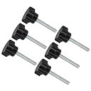CoCud スタークランプノブ M6 x 60mm オネジ 32mm ヘッド プラスチックつまみネジグリップハンドノブネジ付きボルト ブラック 旋盤機械用 6 個