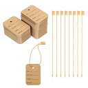 PATIKIL プライスタグ ハングタグ 書き込みラベル 表示ラベル 50 mm x 32 mm ブラウンタギング 衣料手作り価格用 ナイロンひも付き 200セ...