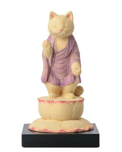 動物守護 ペット供養の来迎 猫阿弥陀-感應寺特別祈祷-＿猫buddha 木彫り 仏像 フィギュア lucky cat 招..