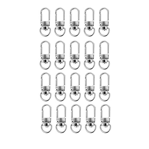 キーホルダー 金具 ナスカン ワンタッチキーホルダー 回転丸カン 手芸用品 20 個入り (KCシルバー)