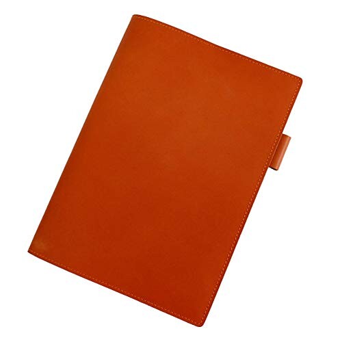 手帳カバー A5 正寸 本革 切り目仕上げ (オレンジ, 厚み：ラージ)