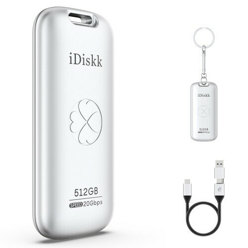 iDiskk դSSD 512GB USB3.2 Gen2*2 ɹߺ2000MB/ (20Gbps) Ķ®̾ ݡ֥ SSDɥ饤֡ȥ졼 Type-C/USB-AΥǥХ/Macbook/Android/PC/֥åPC/Ρȥѥ ʤ