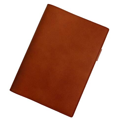 手帳カバー A5 正寸 本革 切り目仕上げ (ブラウン, 厚み：スモール)