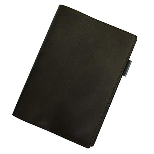 手帳カバー A5 正寸 本革 切り目仕上げ (グリーン, 厚み：ラージ)