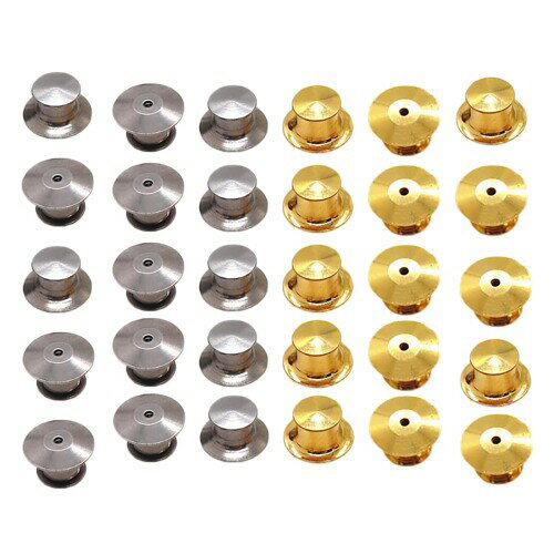 まちの波 ピンバッチ キャッチ留め具 30個セット 金具 パーツ 薄型クラッチと土台の広い針 安全ボダン DIY 収納ボックス付き