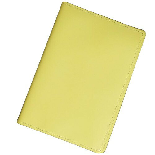 (i-story) お薬手帳 カバー 本革 日本製 カードポケット 透明窓付き (ブライトイエロー)