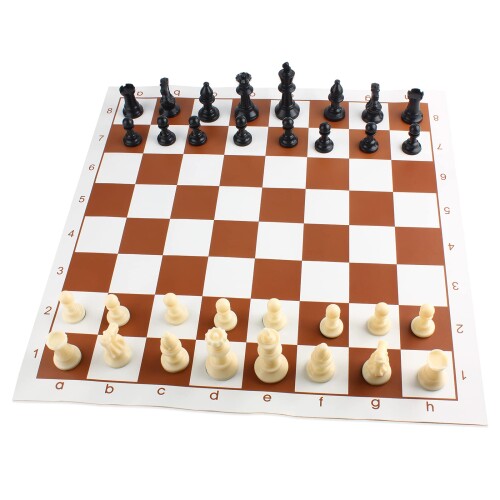 Andux 国際チェス 国際チェス盤 初心者向け 旅行 携帯盤 携帯用セット QPXQ-01(43x43cm、ブラウン) 製品サイズ:大型盤43x43cm 割れにくいビニルで将棋盤が作られ、駒はPVC材料で作られます。 チェスボードは軽くて...