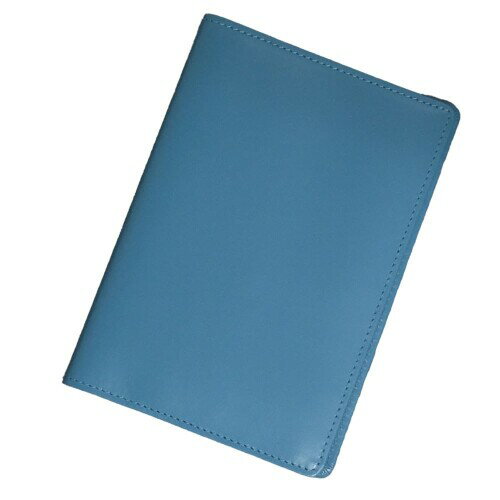 (i-story) お薬手帳 カバー 本革 日本製 カードポケット 透明窓付き (ブルーグレー)