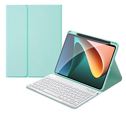 iPad 2022 第10世代 キーボードケース ペンホルダー付き 丸いキー 球状くぼみ 入力しやすい iPad 10 キーボード付き カバー 分離式 マグネット Bluetooth キーボード (iPad 第10世代, ミント 白)