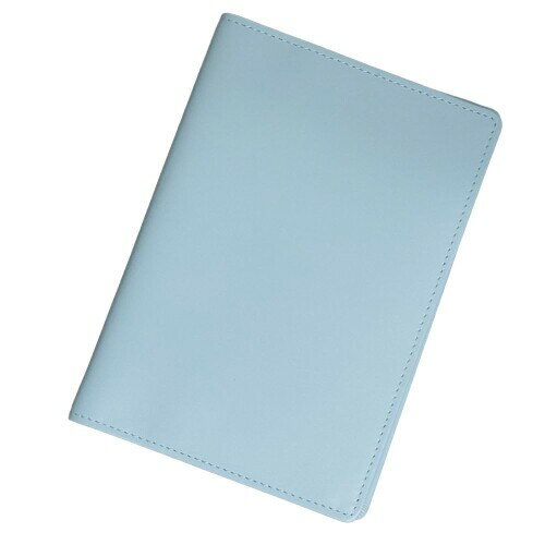 (i-story) お薬手帳 カバー 本革 日本製 カードポケット 透明窓付き (スカイブルー)
