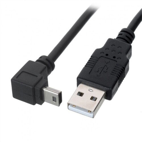 KKM-ラブショーUSB 2.0 ミニケーブル USB(A)オス-USB(miniB)オス L型 上下90°方向変換ケーブル 金メッキ付き 高速480Mbpsのデータ転送同期リード (0.5m下L 1枚)