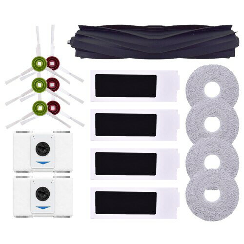 Neutop交換用17点セット フィルター 4個 サイドブラシ 6個 モップパッド 4個 ブラシ 1個 ゴミパック 紙パック2個 互換品はエコバックス DEEB...