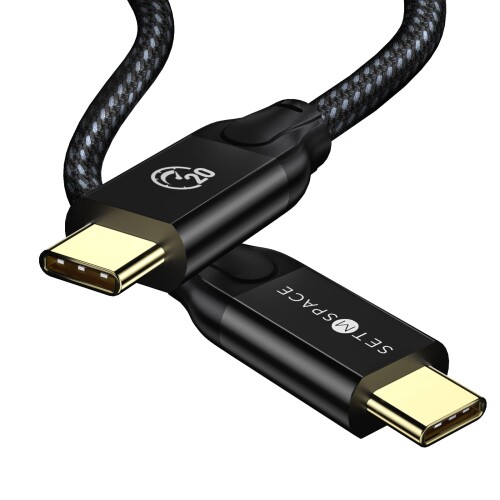 SETMSPACE USB ケーブル 20gbps USB3.2 Gen2X2 USB C 急速 安定20V5A PD急速充電100W 4K@60HZ MacBook/MacBook Pro/iPad Pro/Samsung/Type-C設備に対応 (Cオス-Cオス) usb type c 延長ケーブル 真っ直ぐ 1m