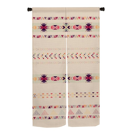 Qinunipoto のれん 北欧柄 幾何学 パタン シンプル風 暖簾 幅72×丈120cm インテリア 目隠し おしゃれ すだれ 遮光 部屋 間仕切り ロング カーテン 麻調ポリエステル製 オーダー可 冷/暖気遮断