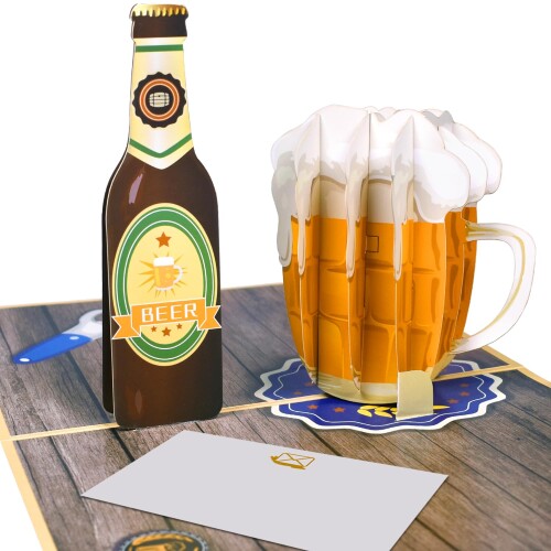 Magic Ants 3D ポップアップ 母親 父親 カード 誕生日 グリーティングカード ポップアップ ママ パパ (ビール パパ)