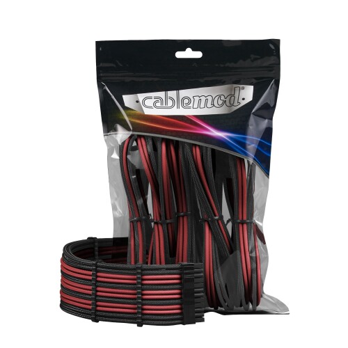CableMod Pro ModMesh Sleeved Cable Extension Kit (Carbon + Red)