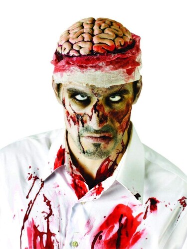 Bloody Brain Headpiece ブラッディ脳かぶとハロウィンサイズ：One-Size