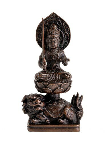 仏像 文殊菩薩 7.5cm （蝋型銅製） 仏師：牧田秀雲 原型＿（卯年生まれ）十二支守り本尊 干支 高岡銅器..