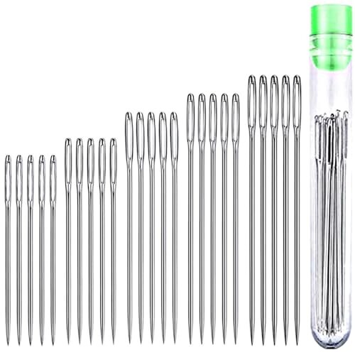 手縫い針 丸針 手縫針 レザークラフト用針 縫い針 厚地縫い用針 DIY 裁縫 5サイズ クラフト工具 針穴の..