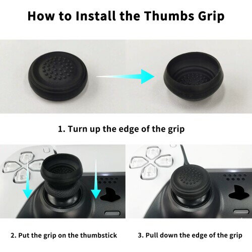 PlayVital ps5コントローラーに対応用シリコンカバー、グリップ部分だけに適用するケースカバーブルー＆ブラック