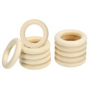 PATIKIL 45mm 木製リング クラフト用 50個パック 天然木リング 未完成の木製ル ープサークル ペンダントコネクタ用 ジュエリー作り マクラメ DI...