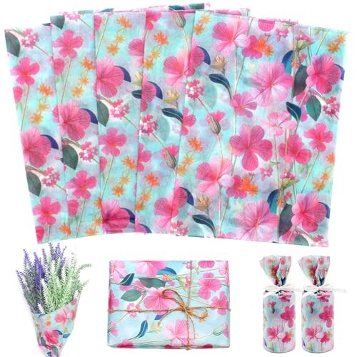 Benvo 薄葉紙 ラッピングペーパー 35*50cm 20枚 お花紙 ウィンタージャスミン 包装紙 フラワーズ 包装ペーパ 緩衝材紙 雛祭り/バレンタイン/お...