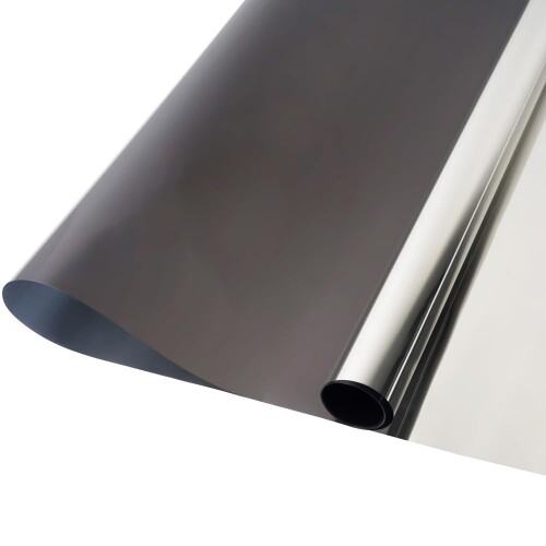 窓用フィルム 窓断熱シート 窓遮熱シート 目隠しシート 飛散防止 UVカット 遮熱遮光 断熱効果 暑さ対策 建築建物ガラスフィルム ブラックシルバー (90cmx200cm)