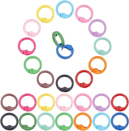 UOPR 28/24/18/16/個入り 丸型 キーリング キーホルダー パーツ カラビナ 14色 合金 リング 可愛い カラフル リングフック ハンドメイド 金具 アクセサリー ハンドメイド 手芸用品 クラフト用