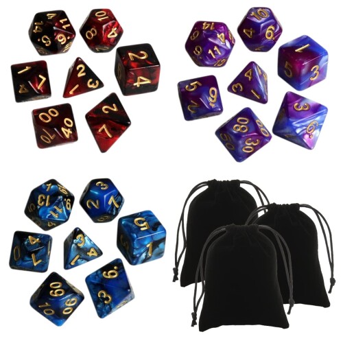 【中古】【輸入品・未使用】10 X 7 多面体ダイスセット (70ピース) ダンジョンズ&ドラゴンズ DND RPG MTG テーブルゲーム D4 D6 D8 D10 D% D12 D20 ブラックバッグ10パック