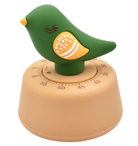 Ranvi 鳥の形をしたキッチンタイマークラフト機械巻き60分タイマーかわいい動物の子供たちのタイムタイマー時間を管理し、楽しく焼き、ゆで卵（緑）